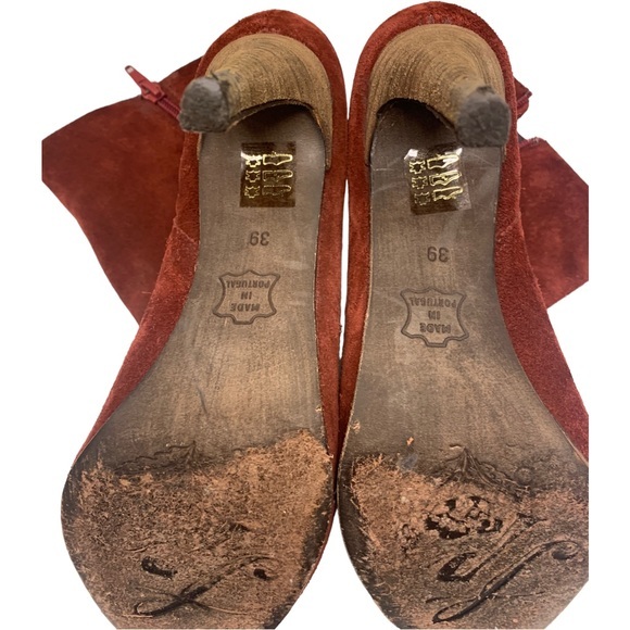 FREE PEOPLE Fairfax Suede Zip Ankle Boots Stiletto Heel Rust 39/8.5 - Picture 7 of 11